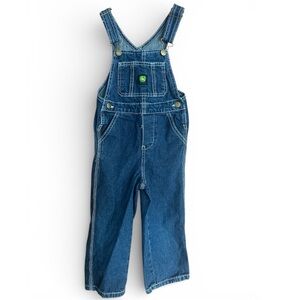 John Deere Kids Denim Overalls with Icon Green Logo and Logo Brass Buttons